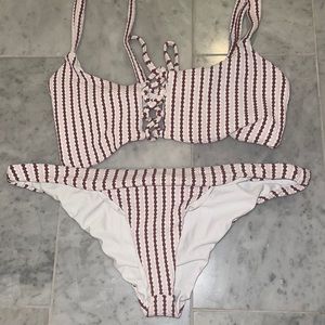 O’NEILL SWIMSUIT, RED AND PINK STRIPE